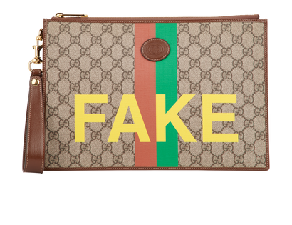 Gucci 'Fake' Monogram Pouch, front view